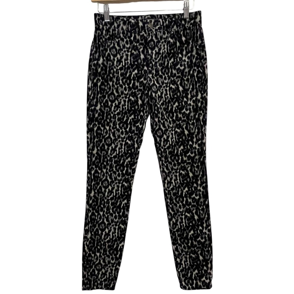 Club Monaco‎ Jeans Womens 2 Black Leopard Corduroy Skinny Stretch Animal Print
